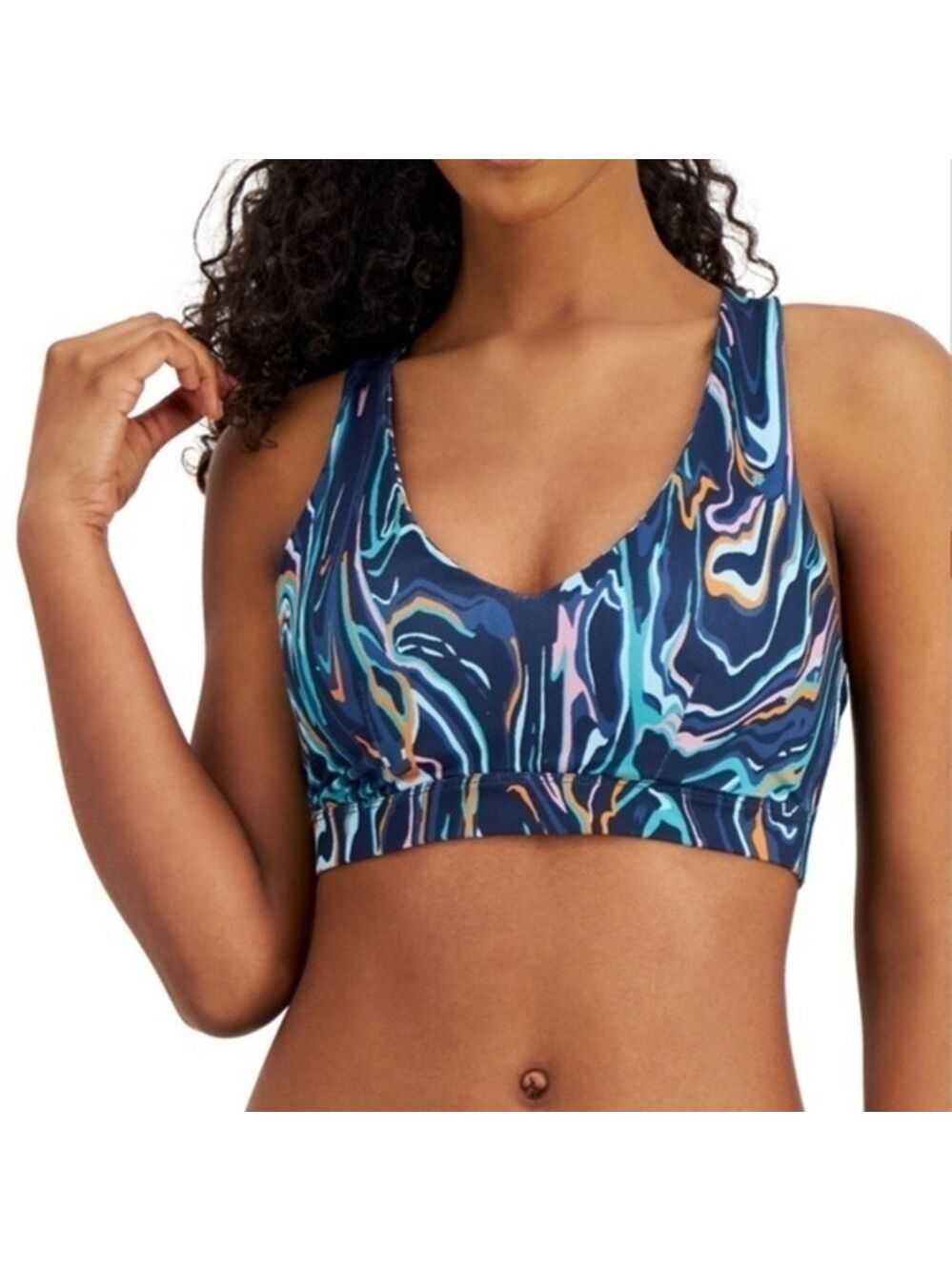 NWT ID IDEOLOGY Swirly Print Low-Impact Strappy-Back Performance Sports Bra/MD - Picture 4 of 14
